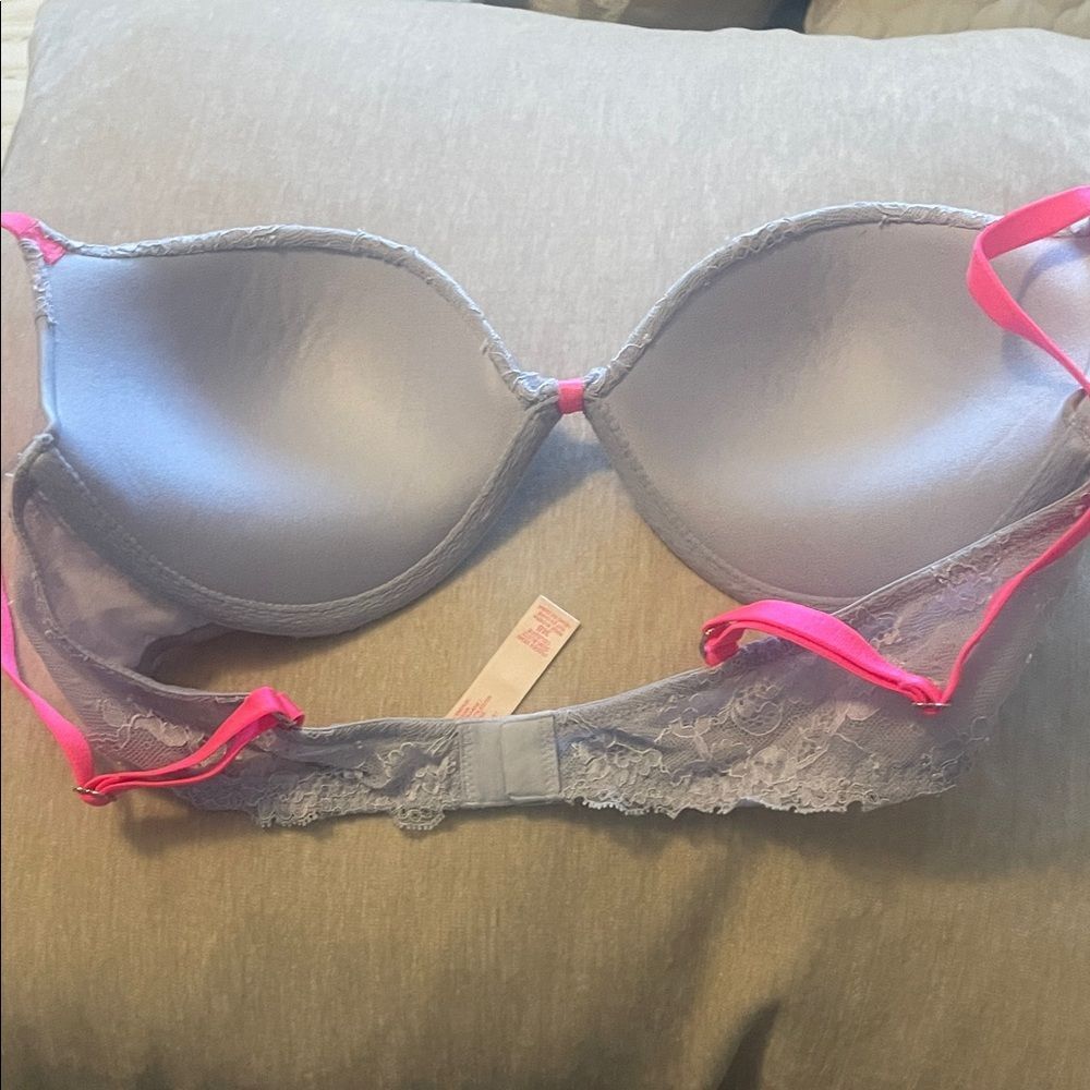 Victoria’s Secret Lavender Lace Trim and Rhinestone Bra with Pink Straps - Picture 7 of 8